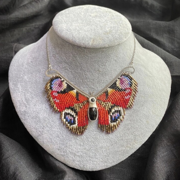 Wired Up by Arathy Jewelry - Hand Beaded Butterfly Necklace